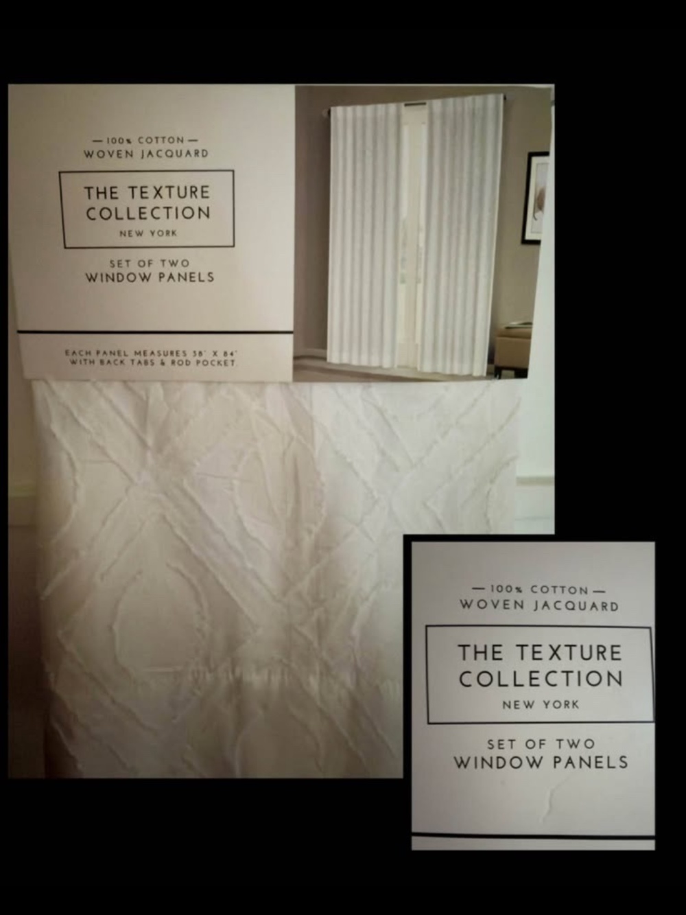 The Texture Collection New York woven jacquard 100% cotton set of 2  panels